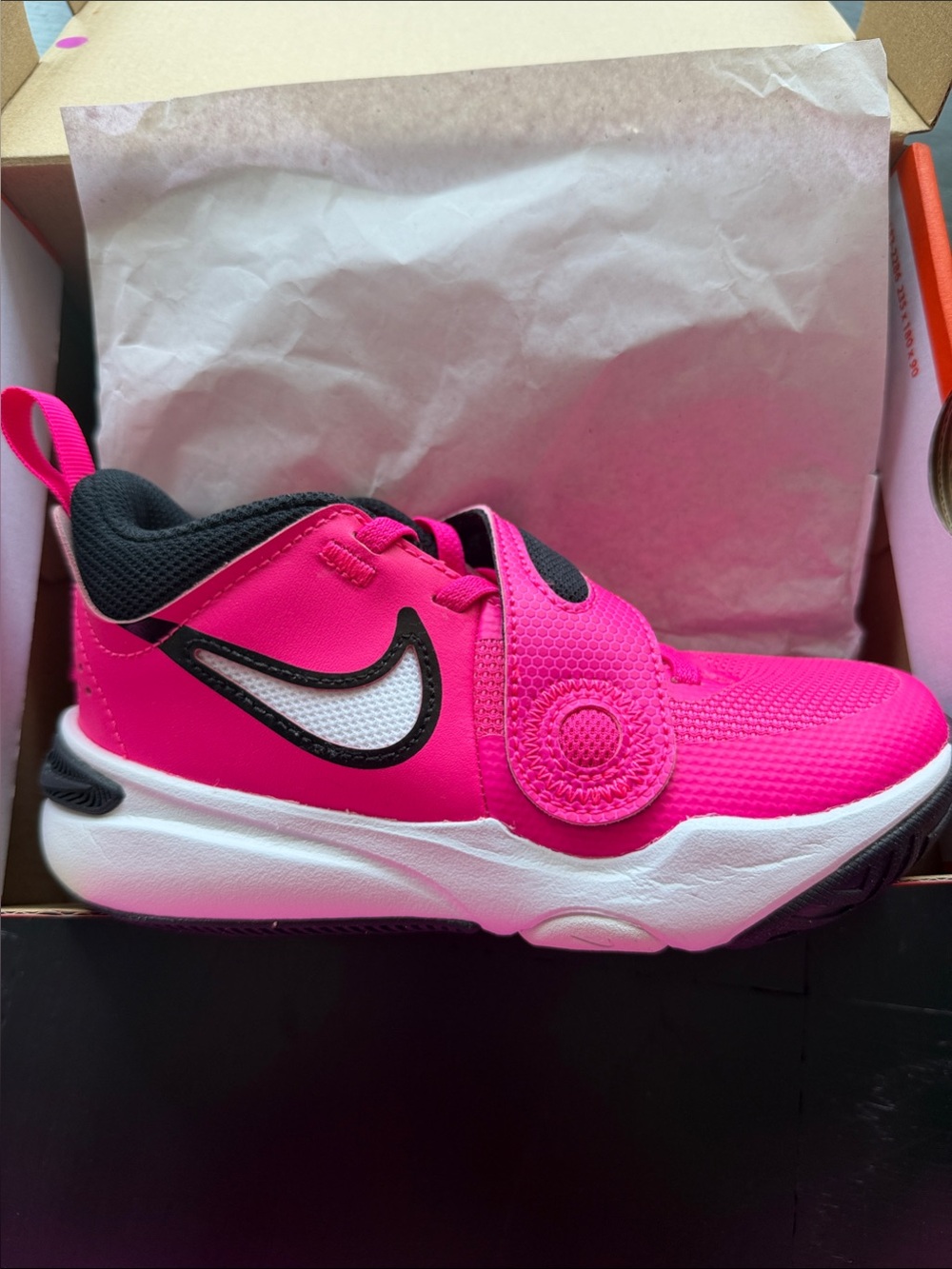 Nike Kids Hot Pink and Black Strap Sneakers